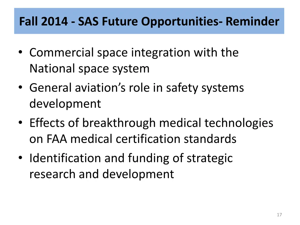 fall 2014 sas future opportunities reminder