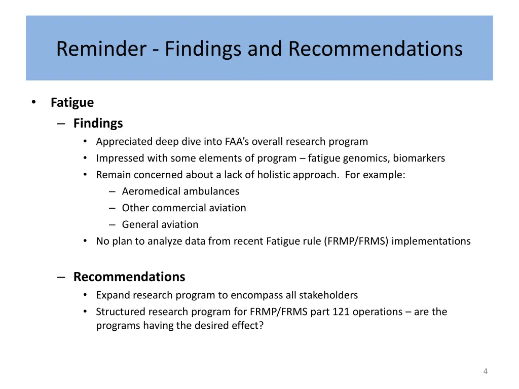 reminder findings and recommendations 1