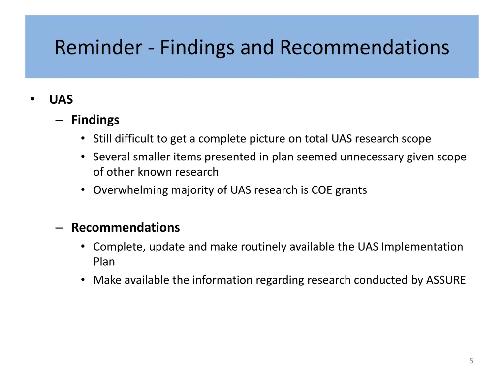 reminder findings and recommendations 2