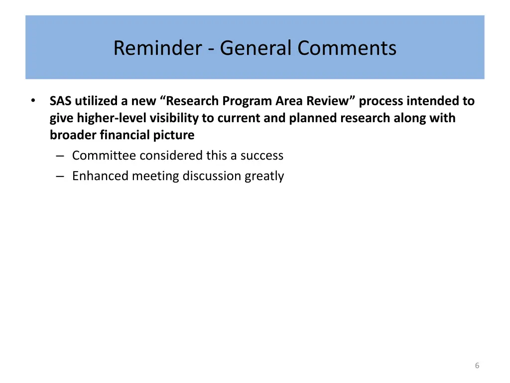 reminder general comments