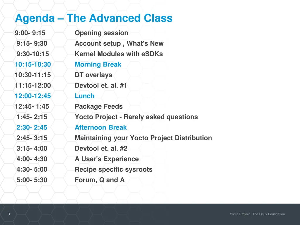 agenda the advanced class