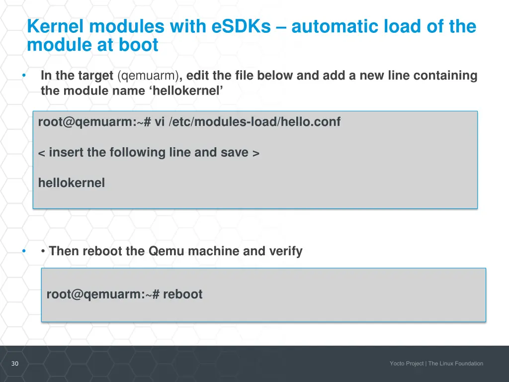 kernel modules with esdks automatic load