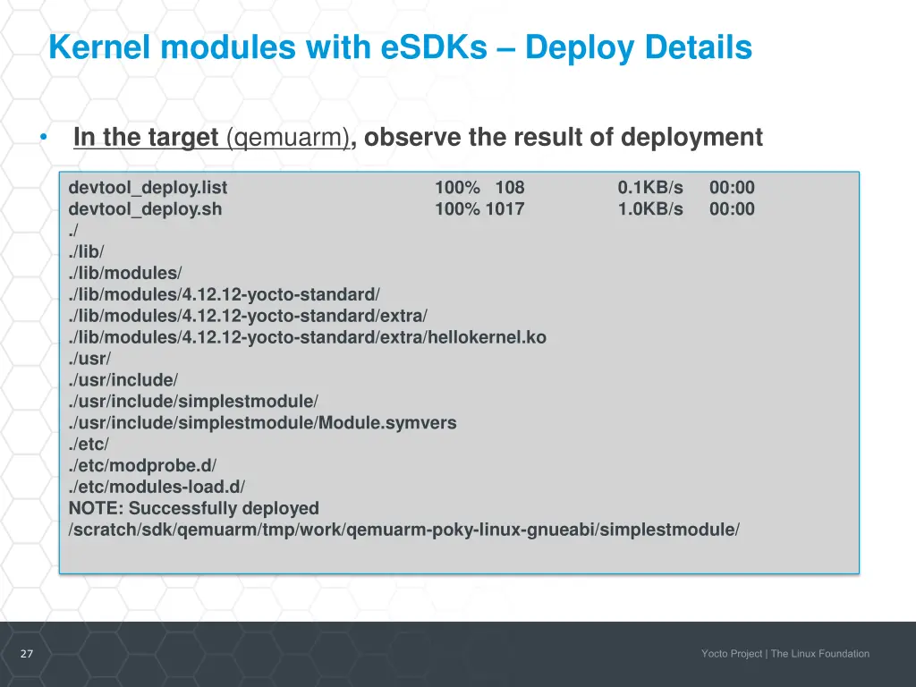 kernel modules with esdks deploy details