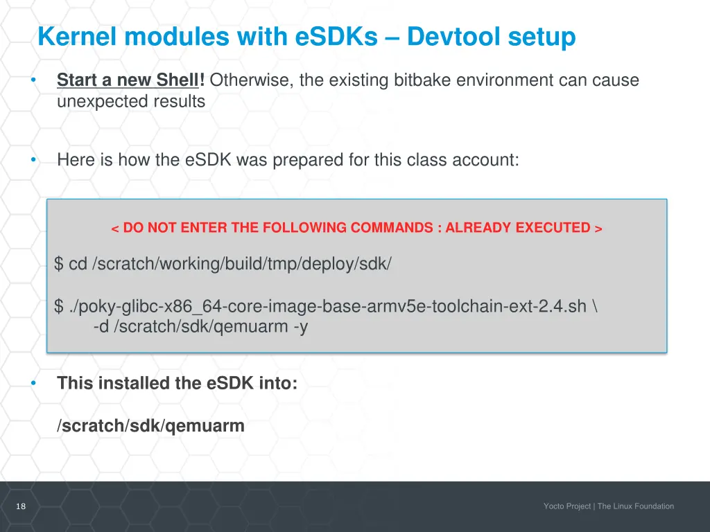 kernel modules with esdks devtool setup