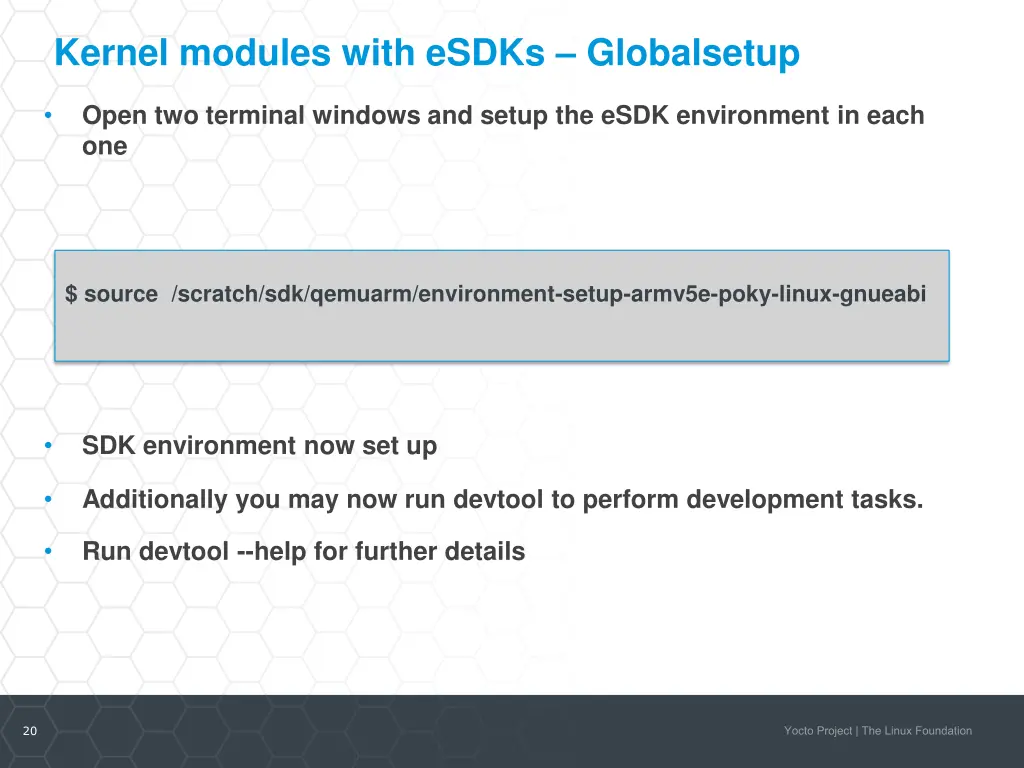 kernel modules with esdks globalsetup