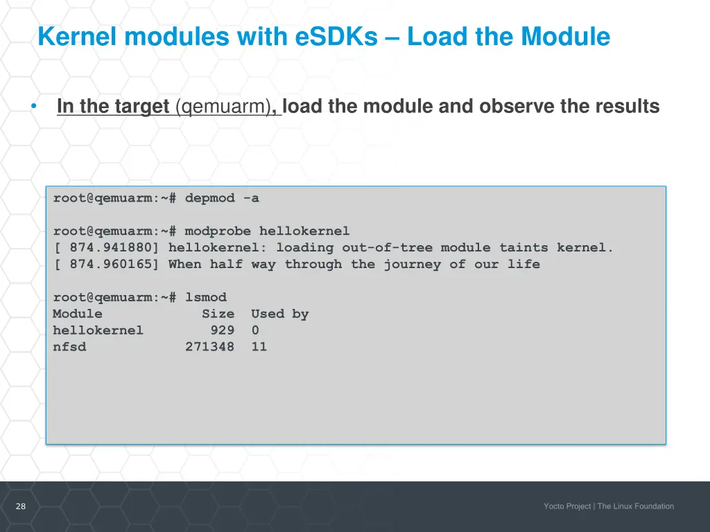 kernel modules with esdks load the module