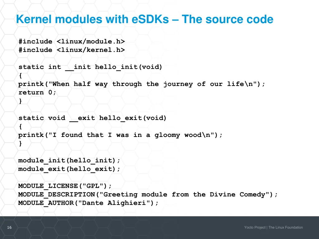 kernel modules with esdks the source code
