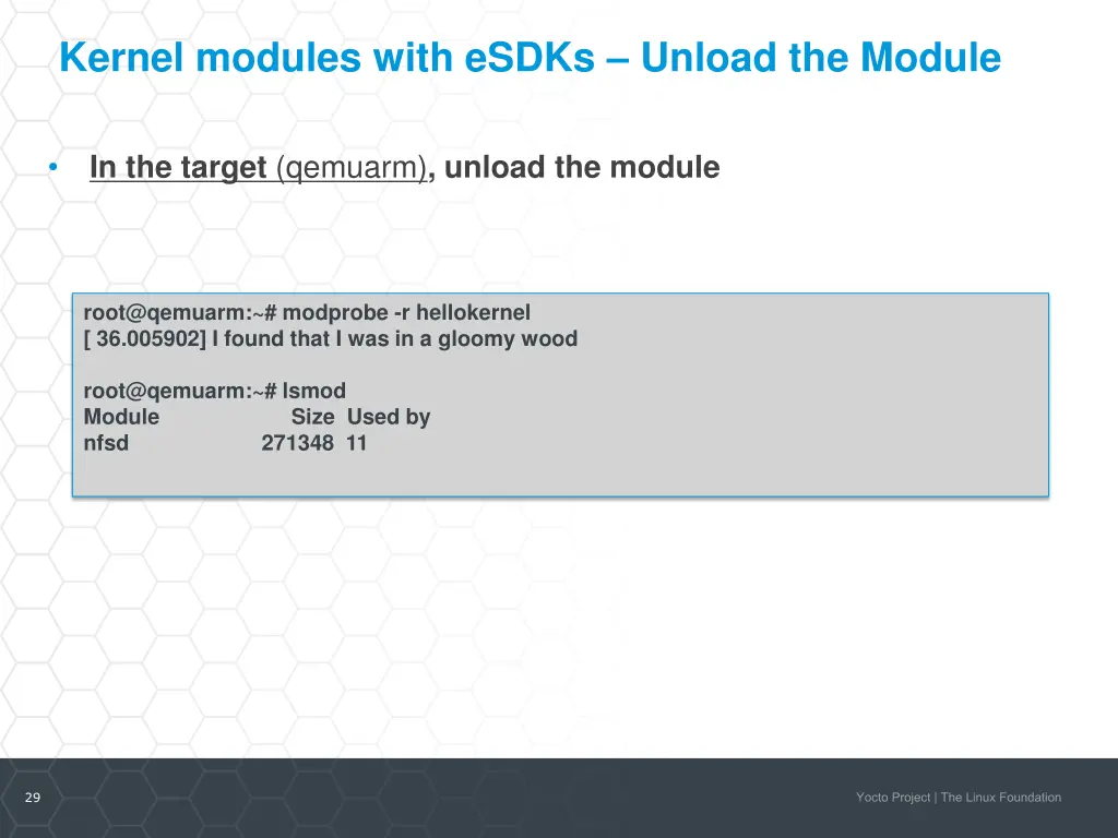 kernel modules with esdks unload the module