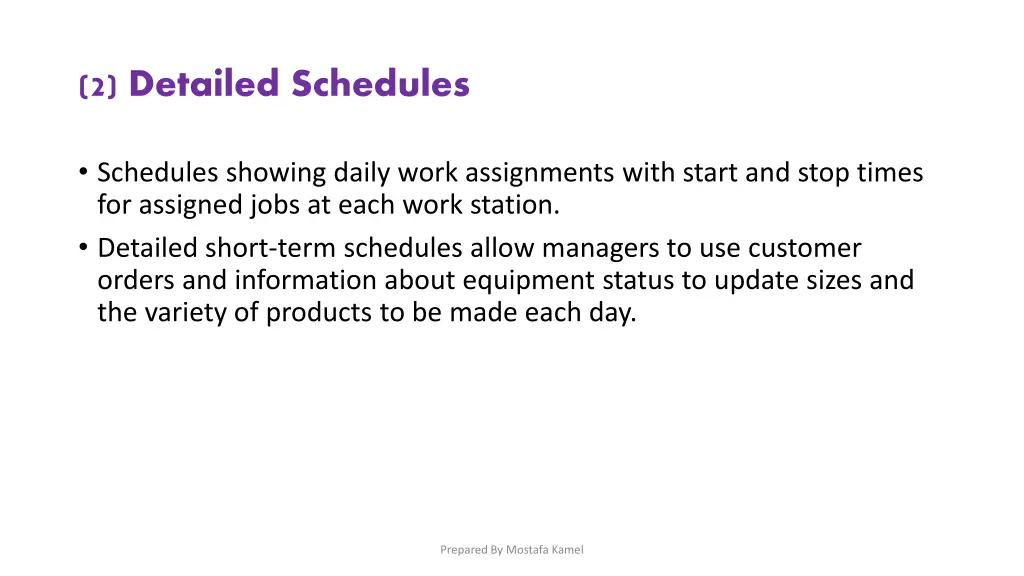 2 detailed schedules