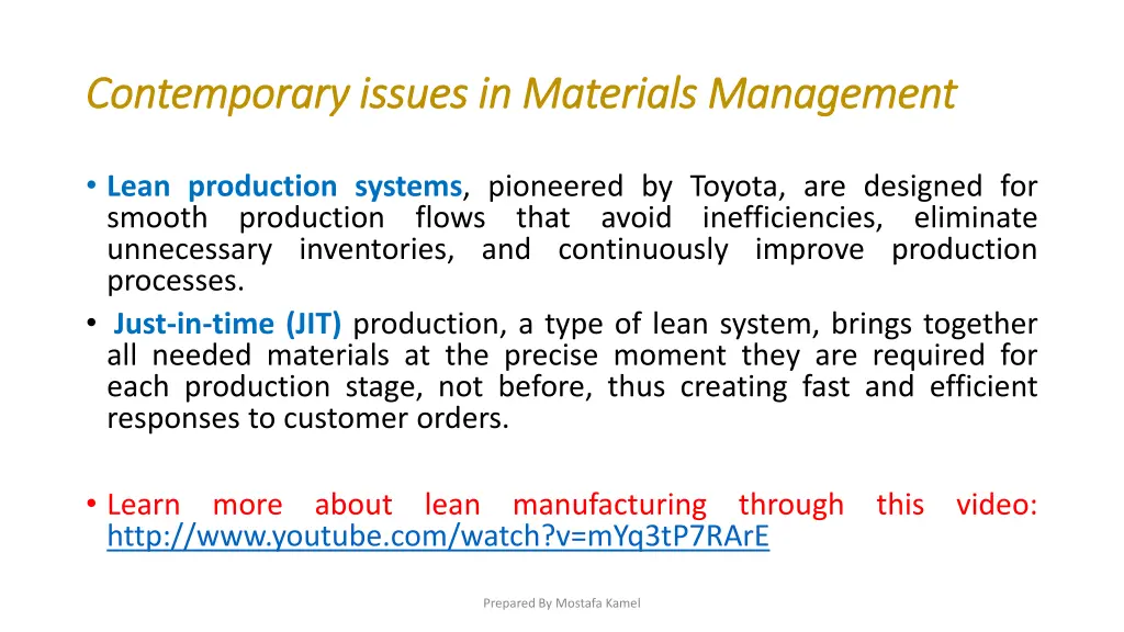 contemporary issues in materials management