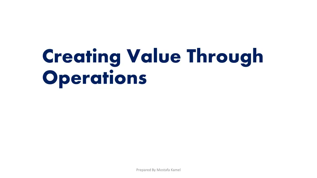 creating value through operations