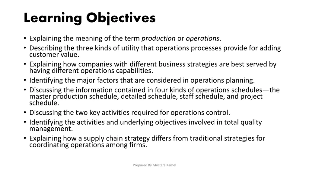 learning objectives