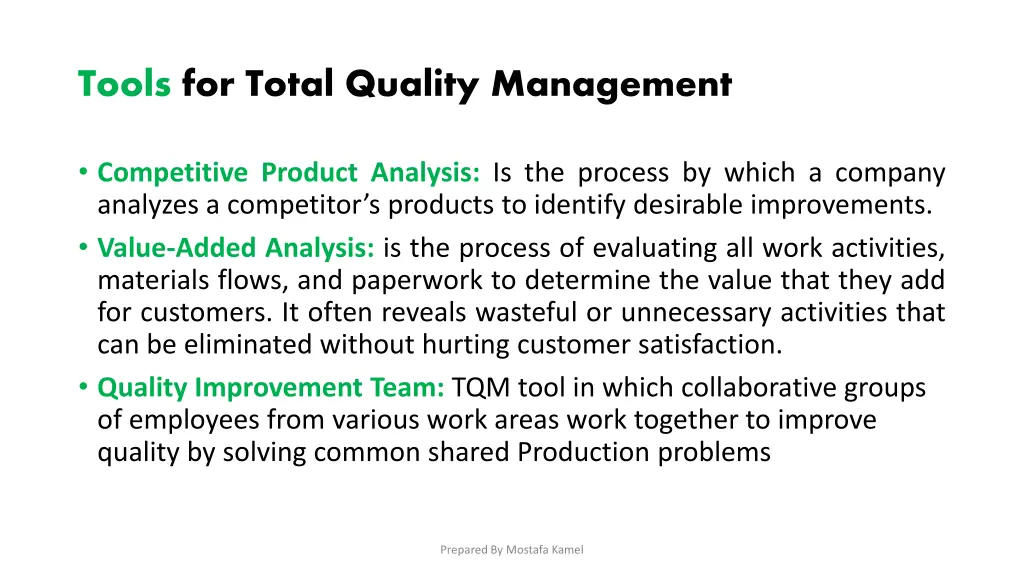 tools for total quality management