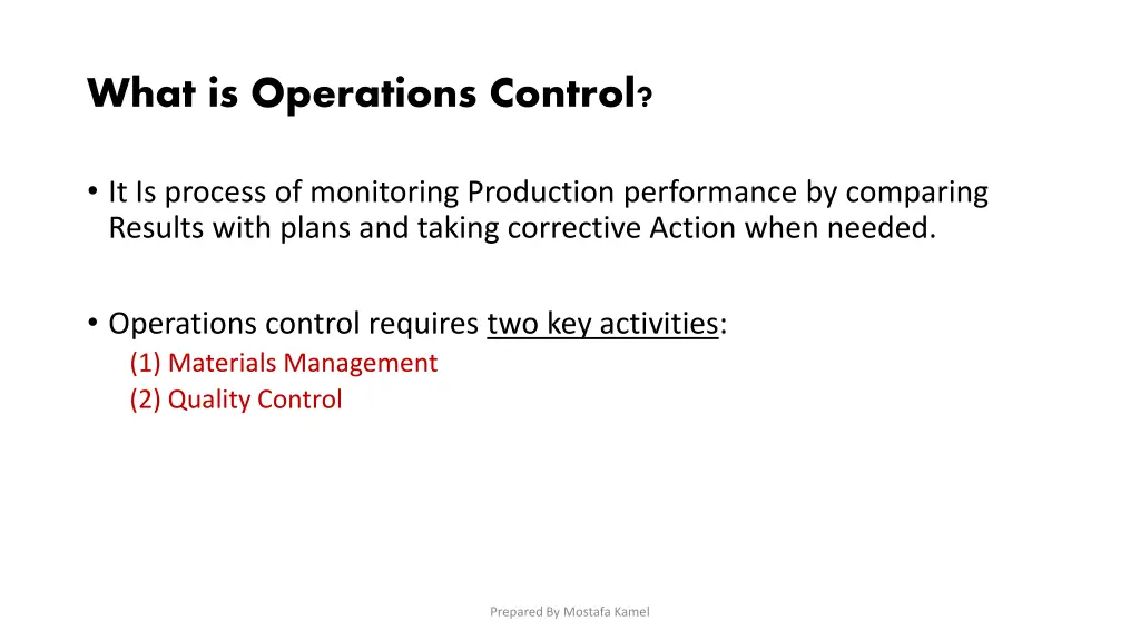 what is operations control
