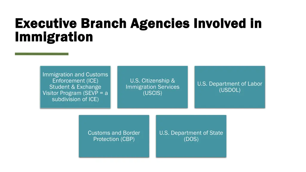 executive branch agencies involved in executive