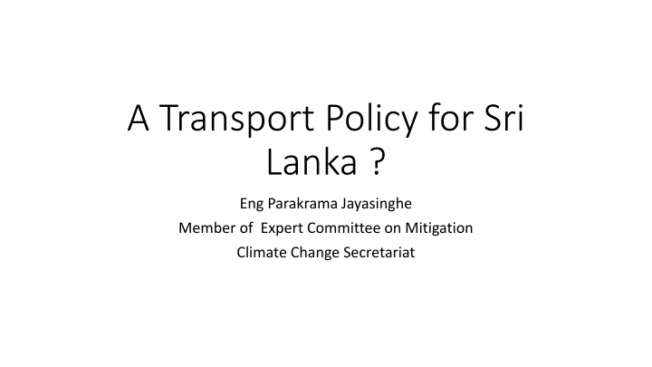 a transport policy for sri lanka