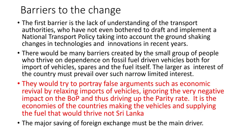barriers to the change the first barrier