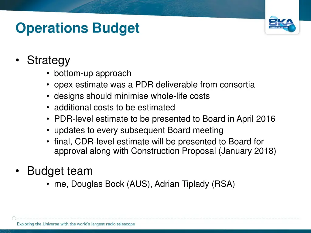 operations budget
