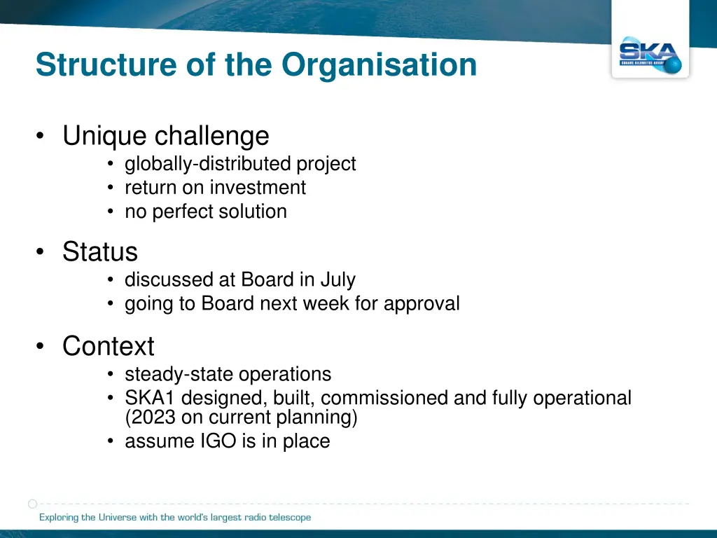 structure of the organisation