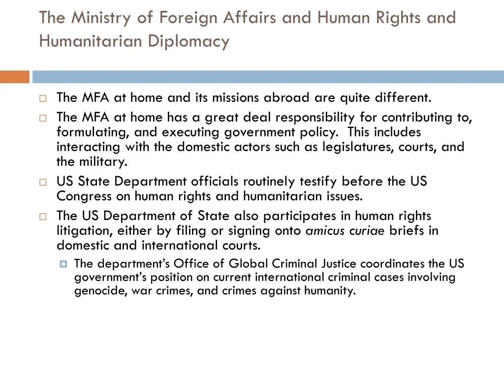 the ministry of foreign affairs and human rights