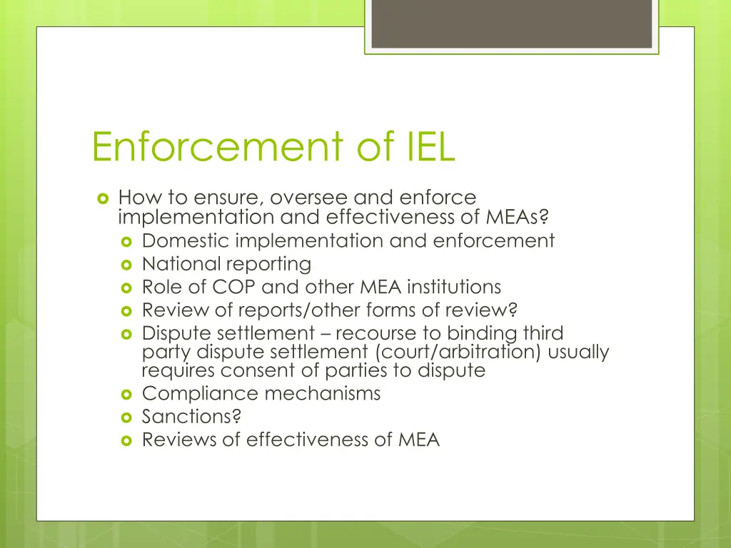 enforcement of iel