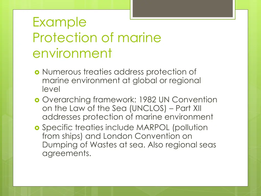 example protection of marine environment