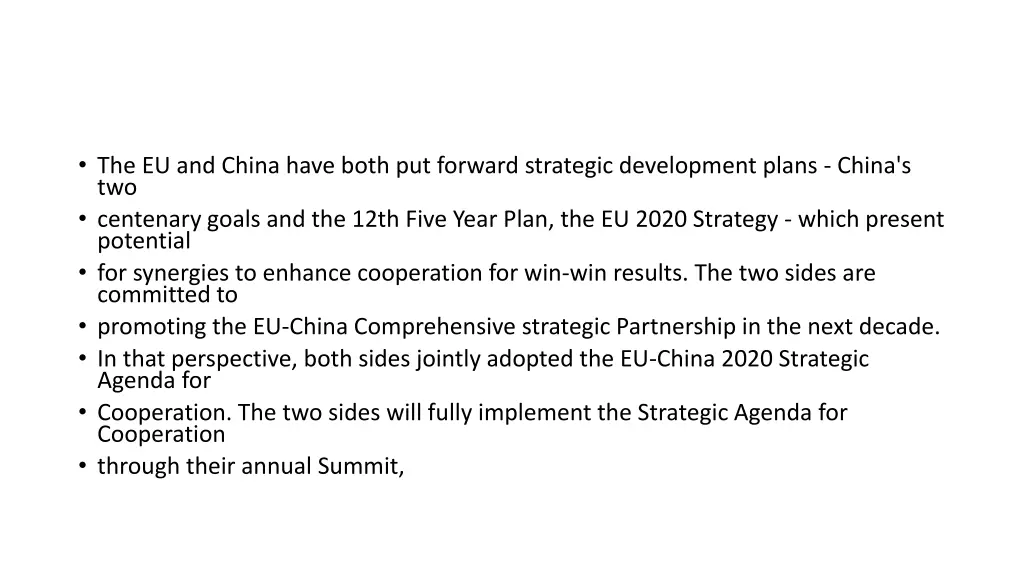 the eu and china have both put forward strategic