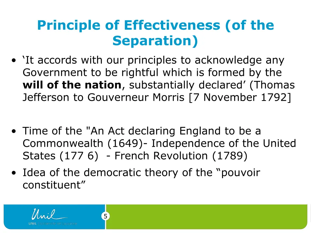 principle of effectiveness of the separation