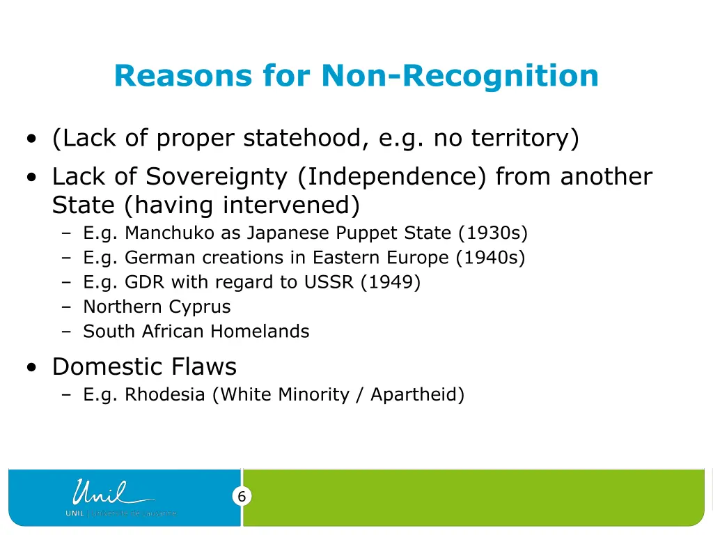 reasons for non recognition
