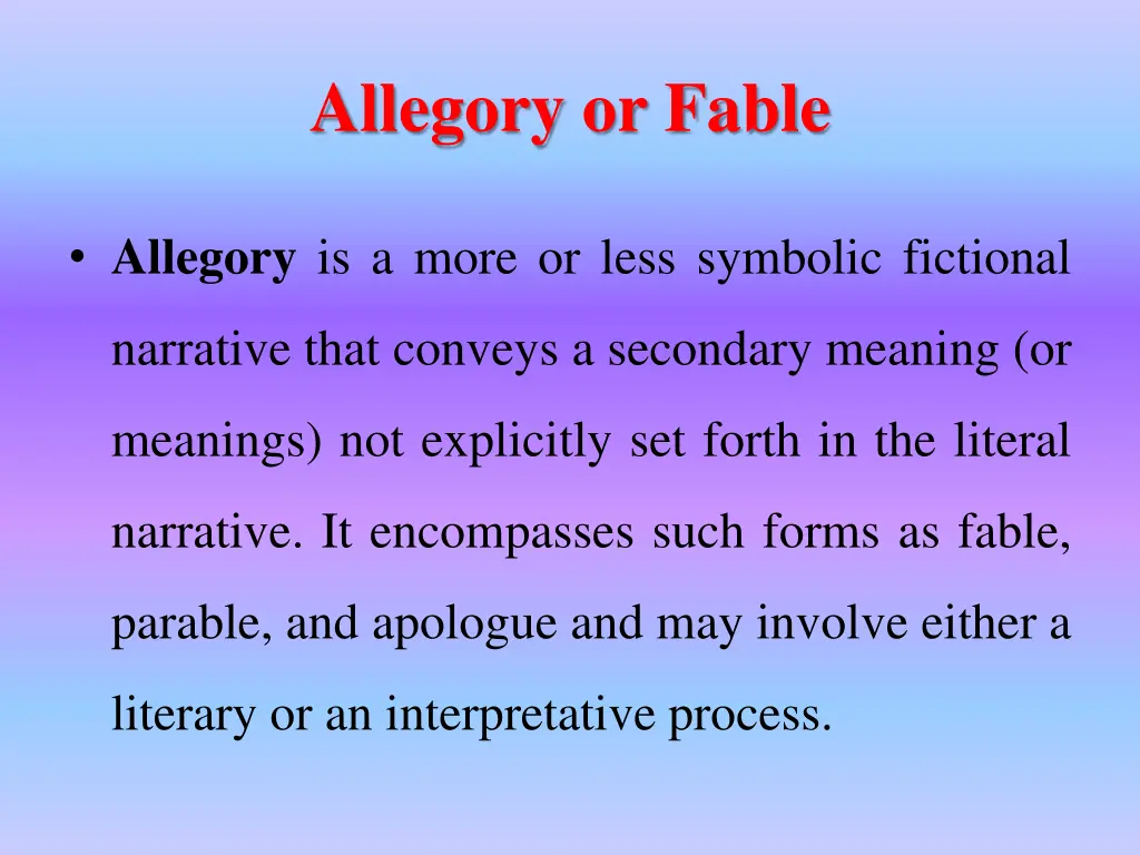 allegory or fable