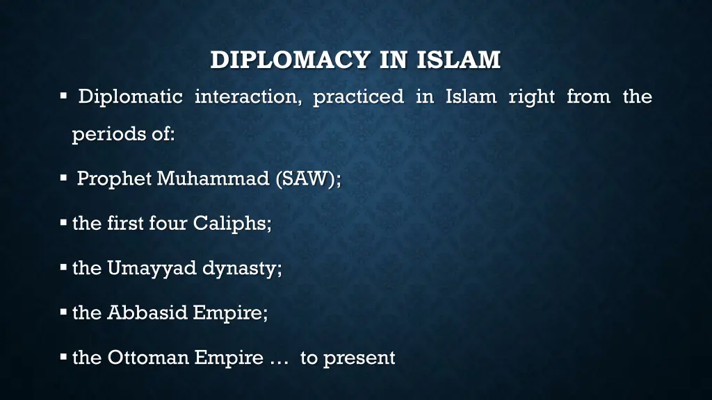 diplomacy in islam