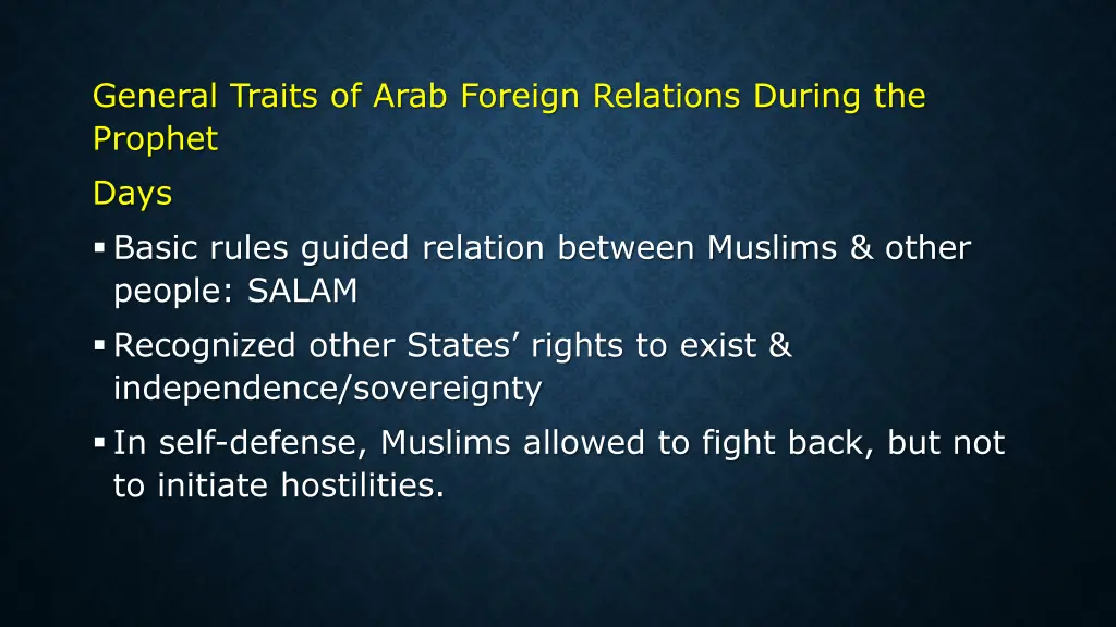general traits of arab foreign relations during