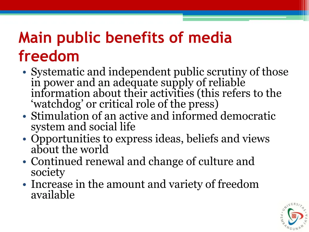 main public benefits of media freedom systematic