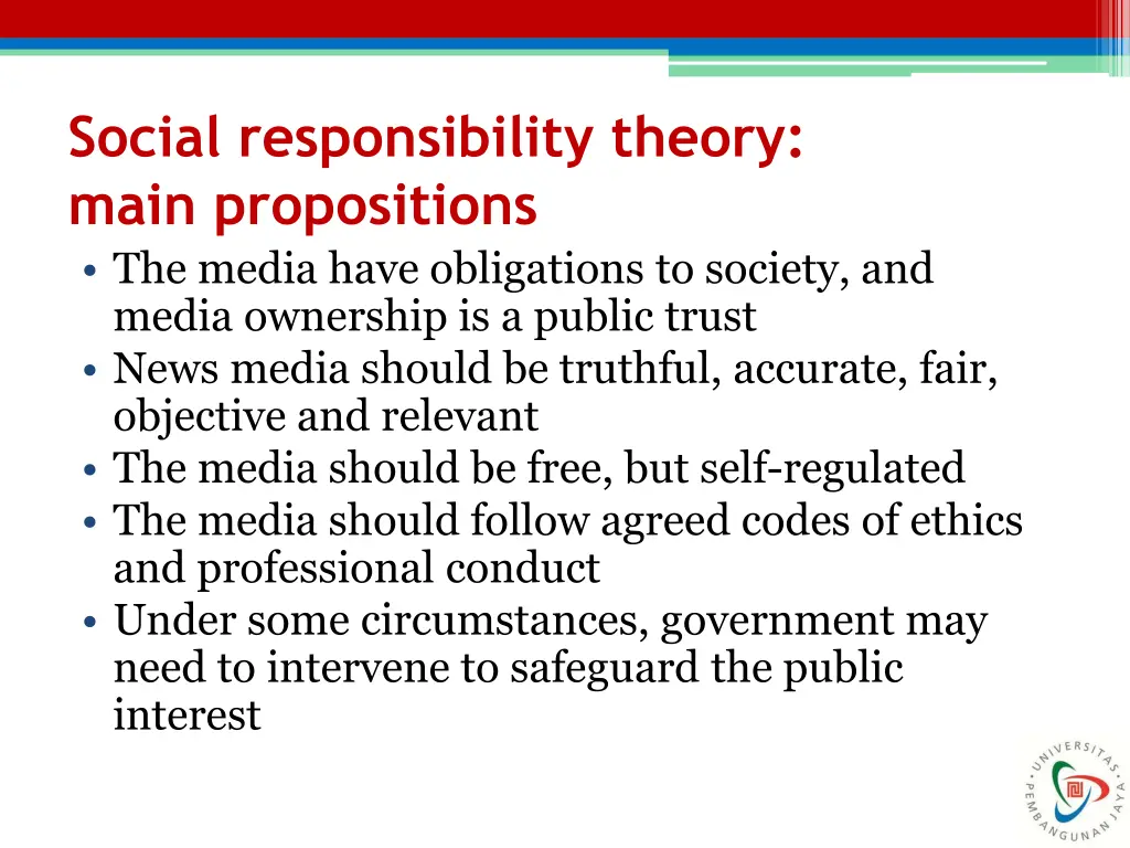 social responsibility theory main propositions