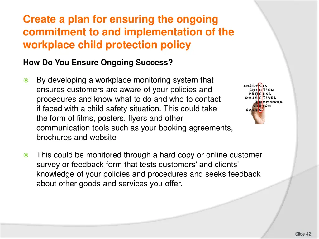 create a plan for ensuring the ongoing commitment 2