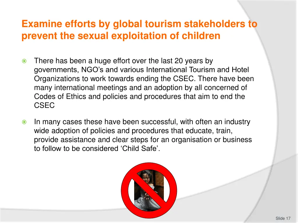 examine efforts by global tourism stakeholders