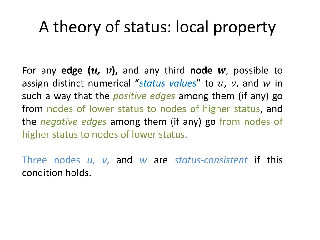 a theory of status local property