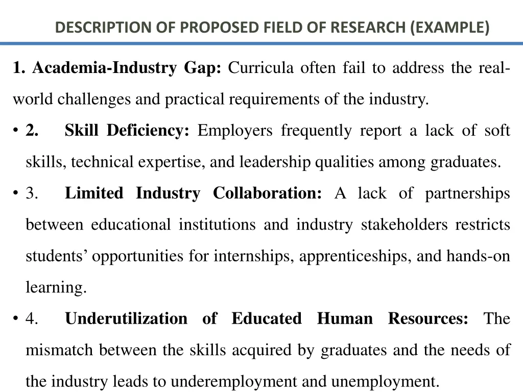 description of proposed field of research example 1