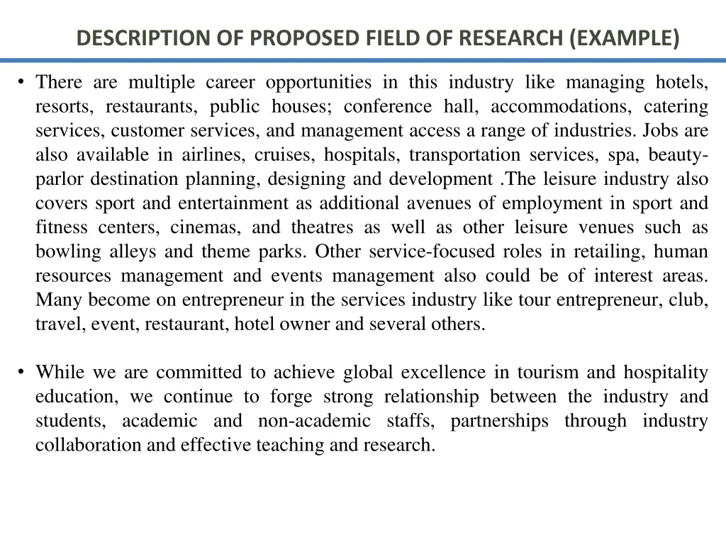description of proposed field of research example