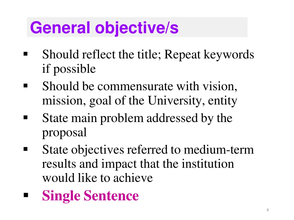 general objective s