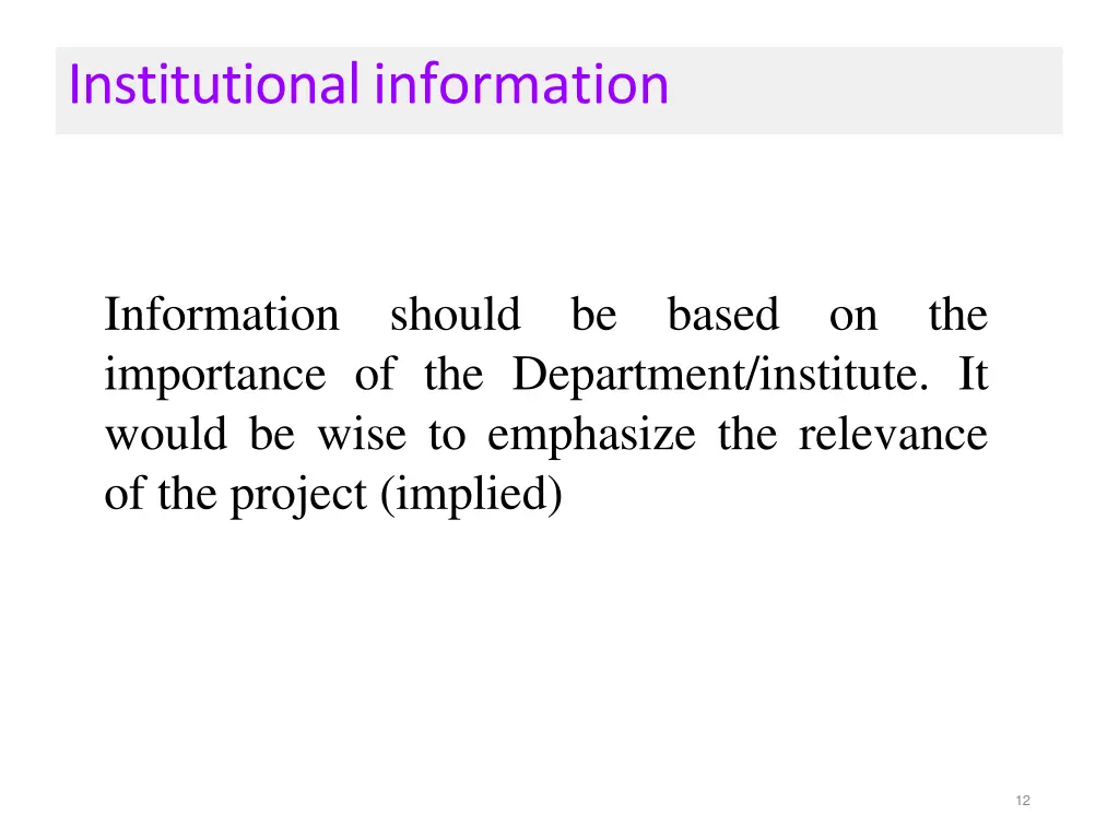institutional information