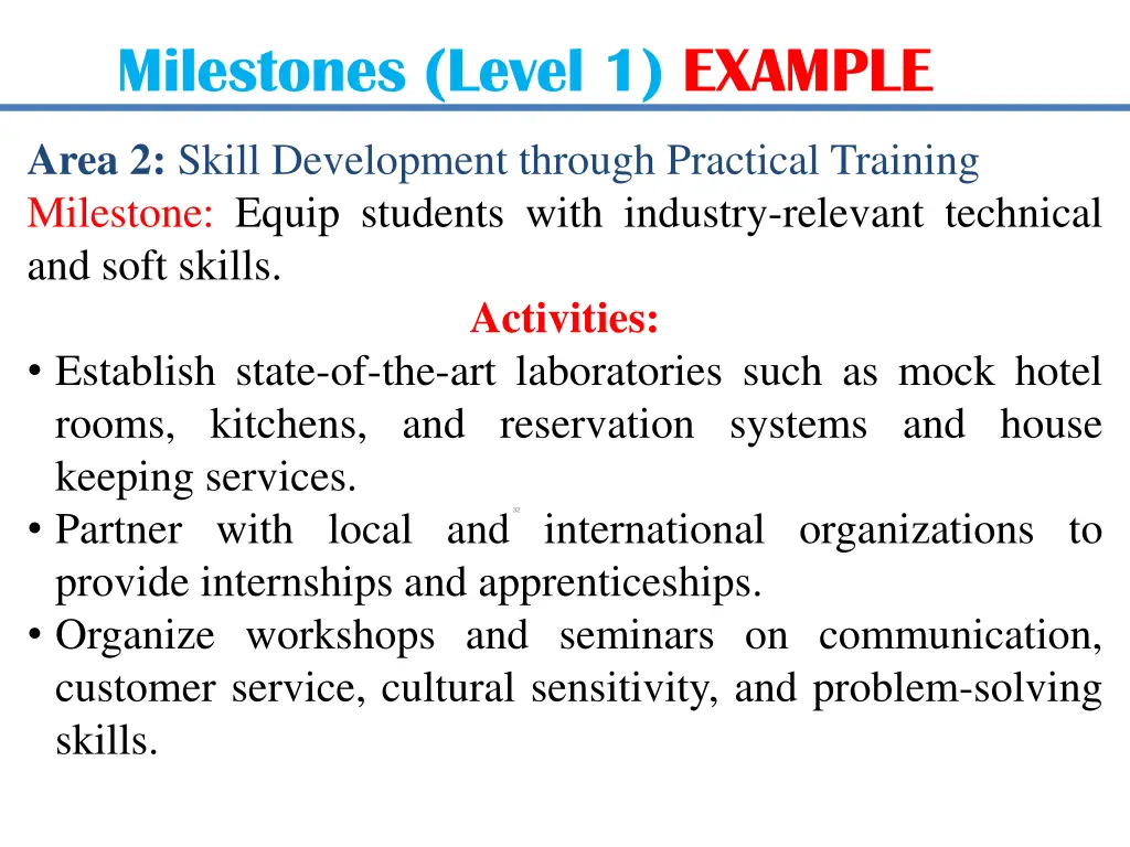 milestones level 1 example 1