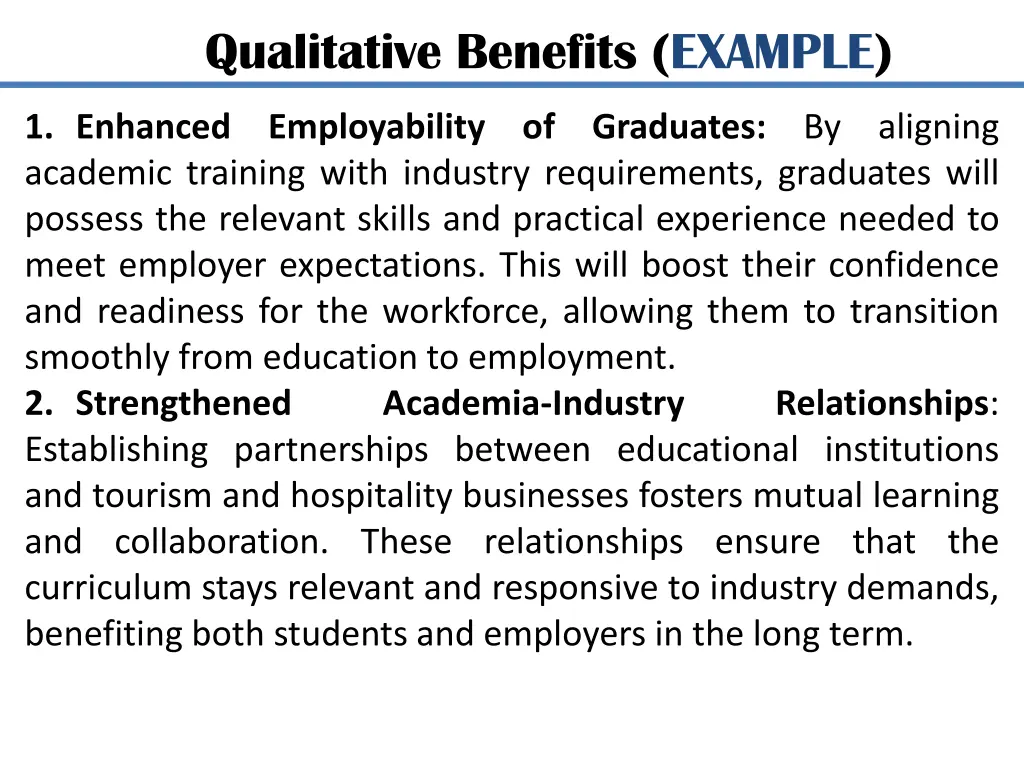qualitative benefits example