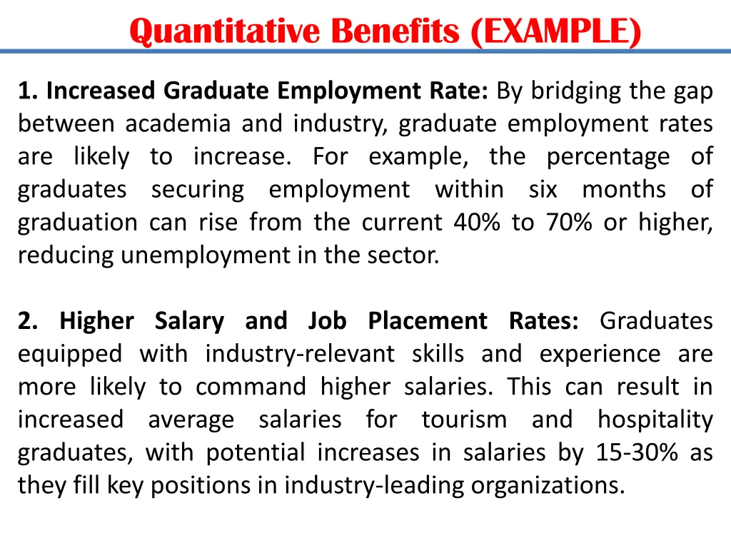 quantitative benefits example
