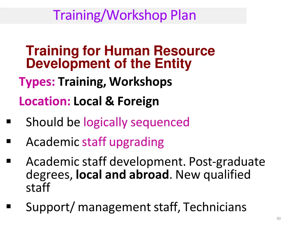 training workshop plan