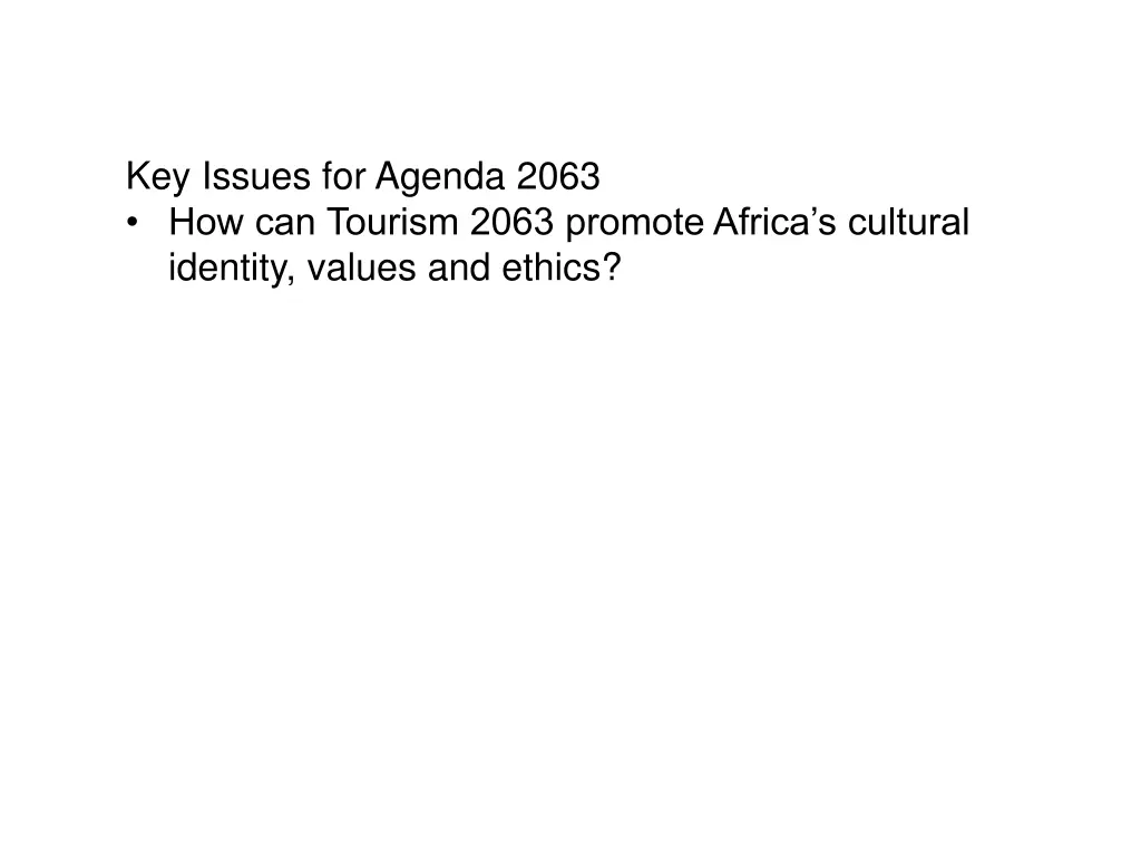 key issues for agenda 2063 how can tourism 2063