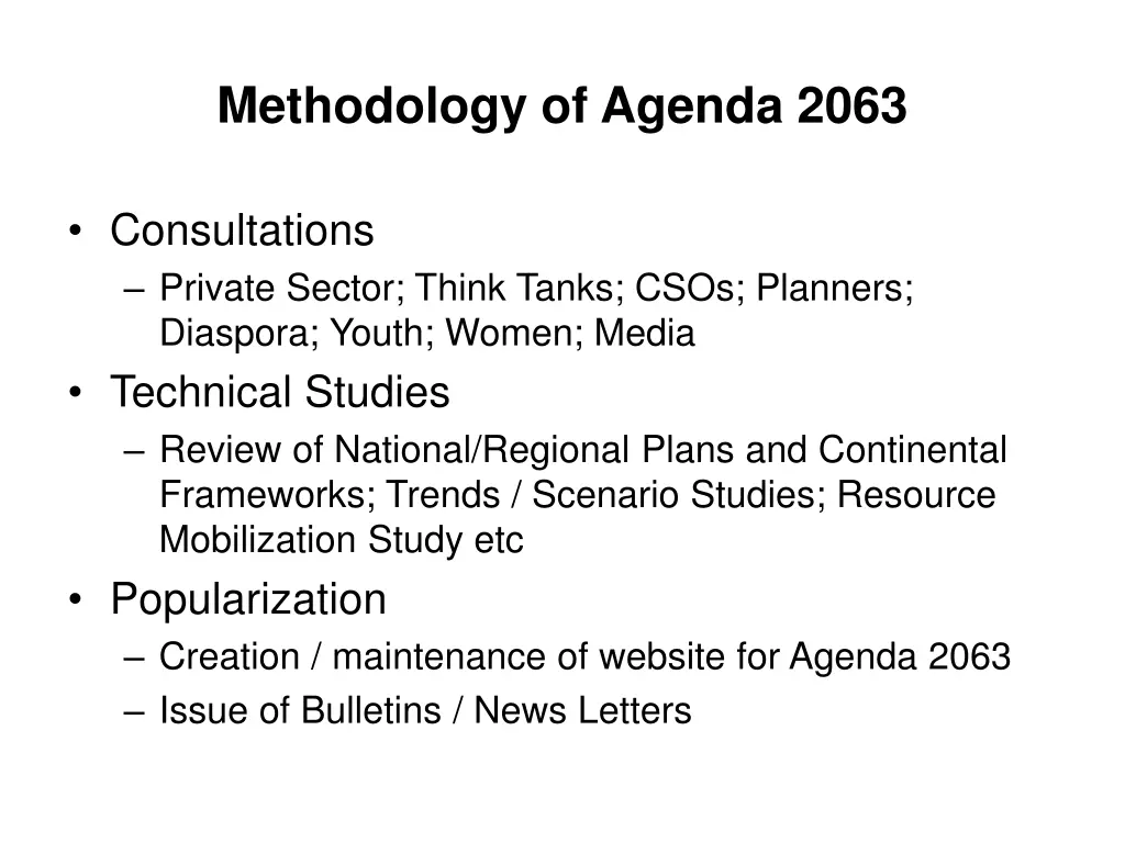 methodology of agenda 2063