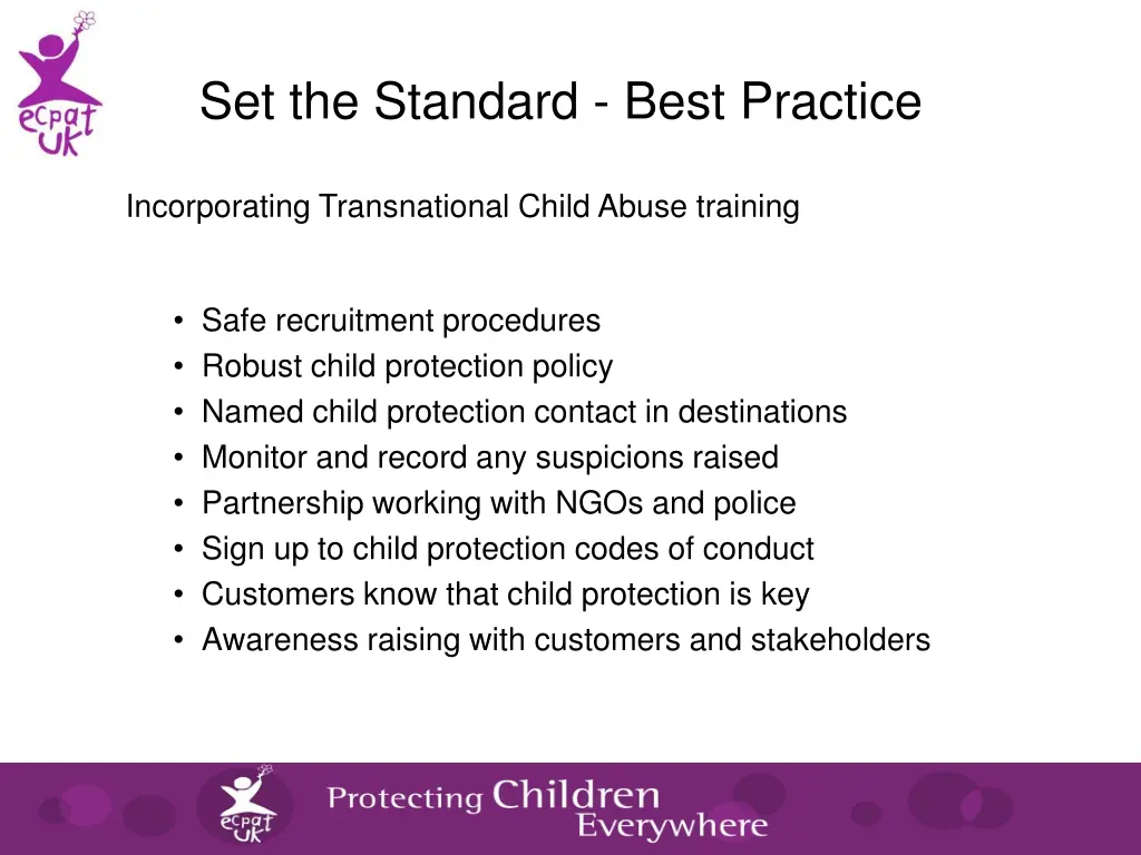 set the standard best practice