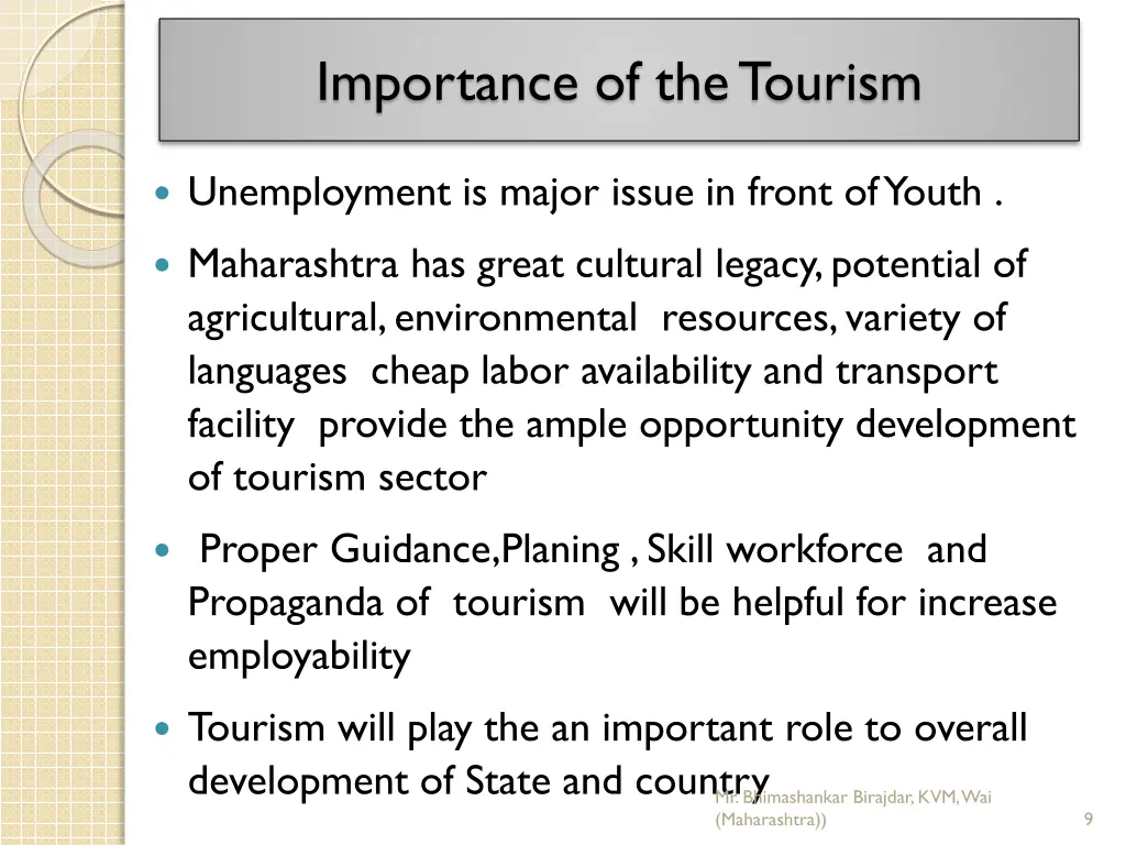 importance of the tourism