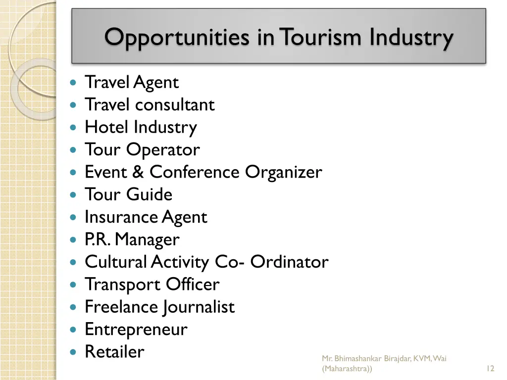 opportunities in tourism industry